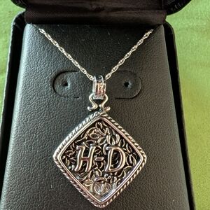 Harley-Davidson Silver Floral Pendant Necklace